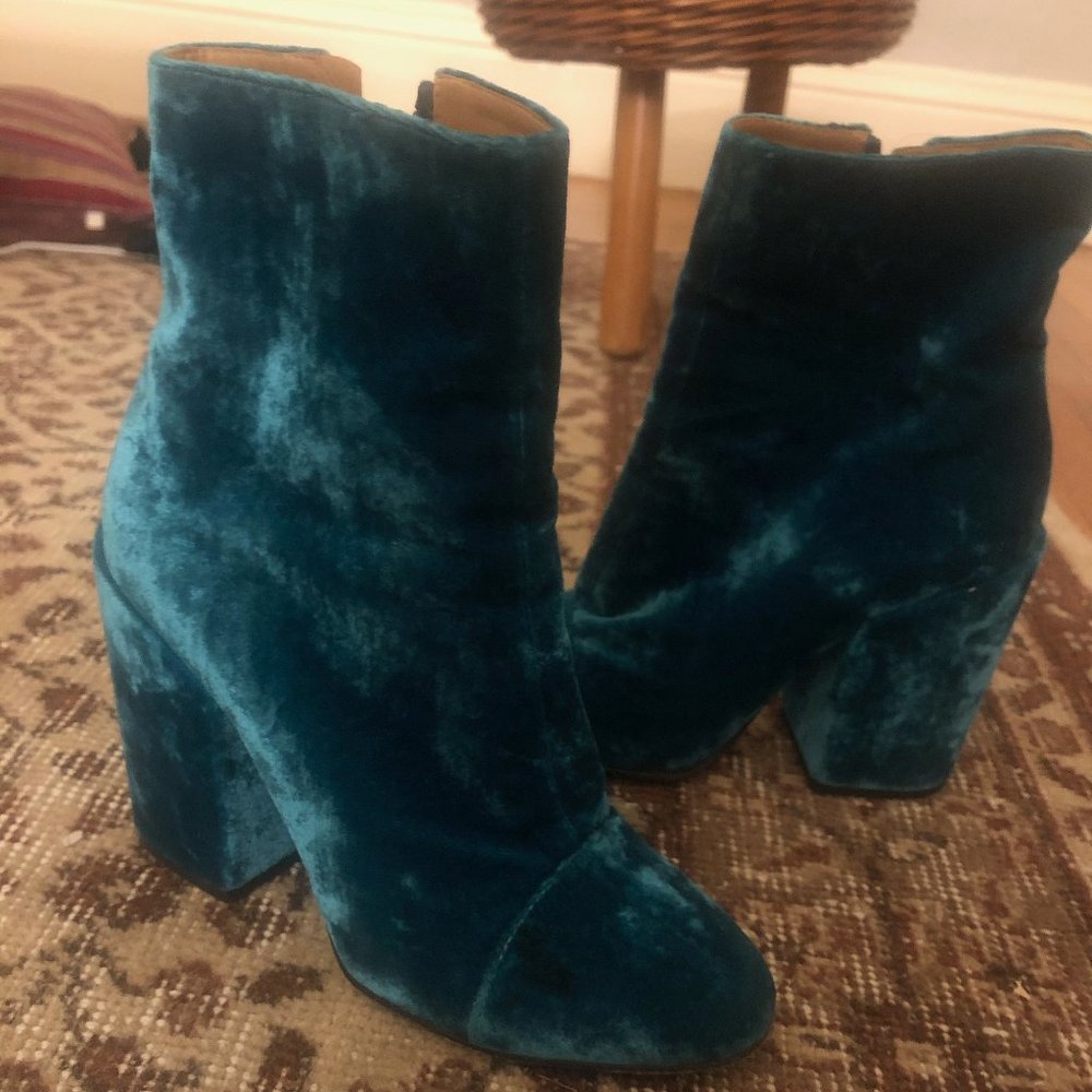 Dries Van Noten Velvet Ankle Boots